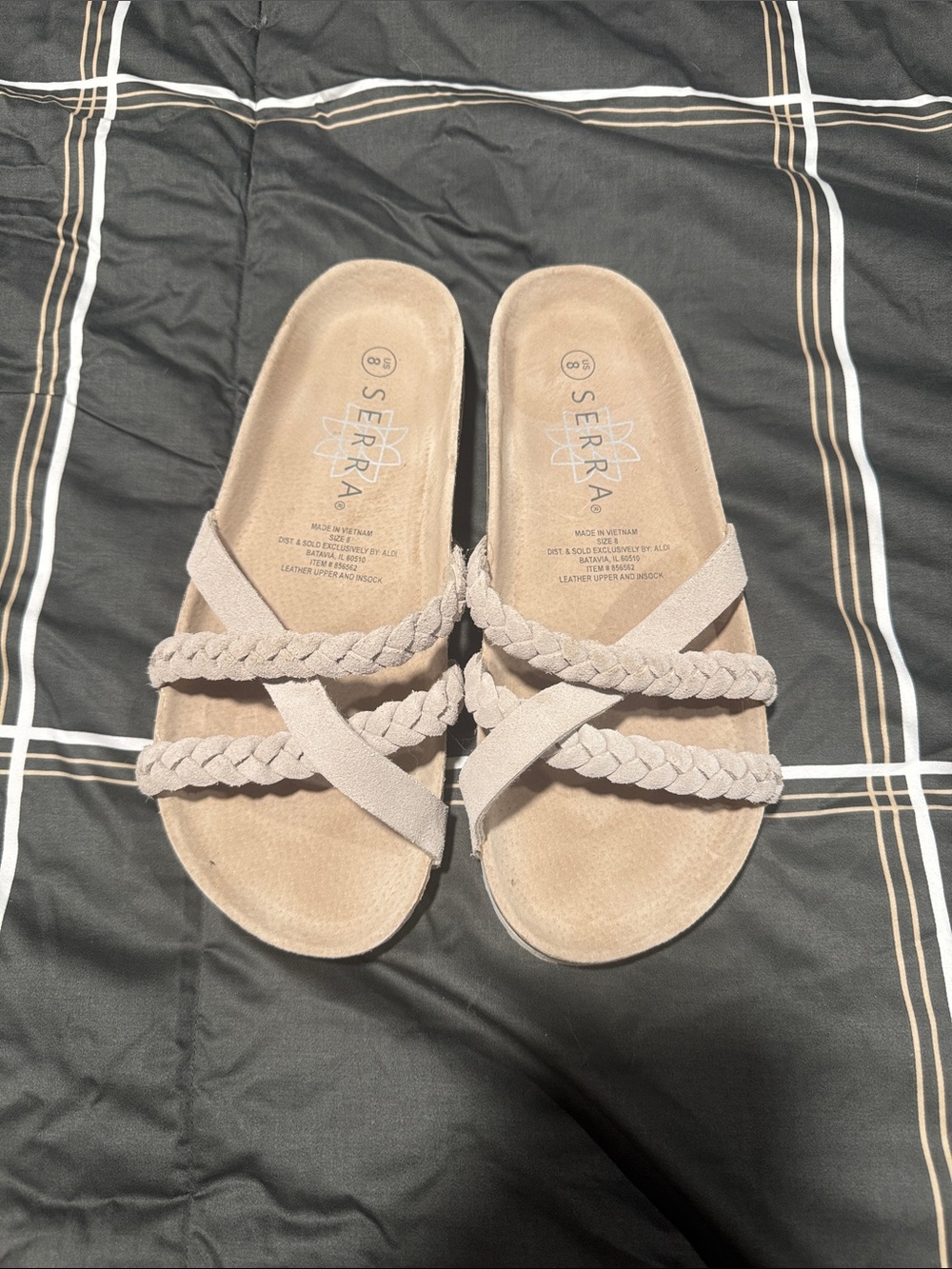 🖤SERRA Braided Strappy Slide Sandals in Light Beige🖤